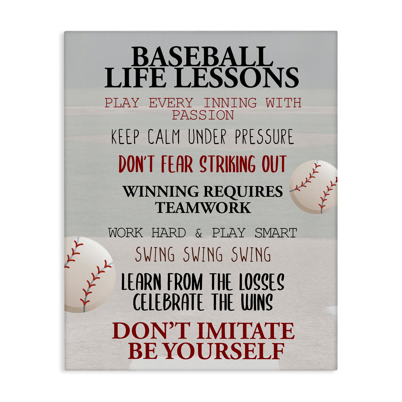 Stupell Industries Baseball Life Lessons Canvas, design by Kim Allen